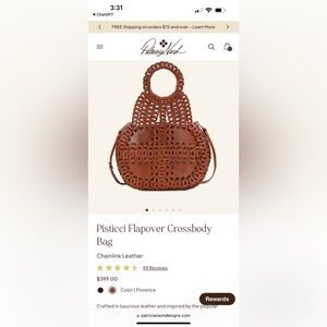 Patricia Nash Brown Leather Pisticci Flapover Crossbody Bag NWT